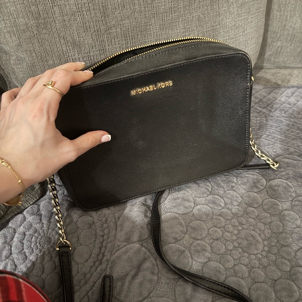 Michael Kors Black Crossbody with Gold Hardware